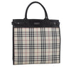 Authentic BURBERRY Vintage Nova Check Canvas Leather Hand Bag Beige L0191