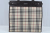 Authentic BURBERRY Vintage Nova Check Canvas Leather Hand Bag Beige L0191