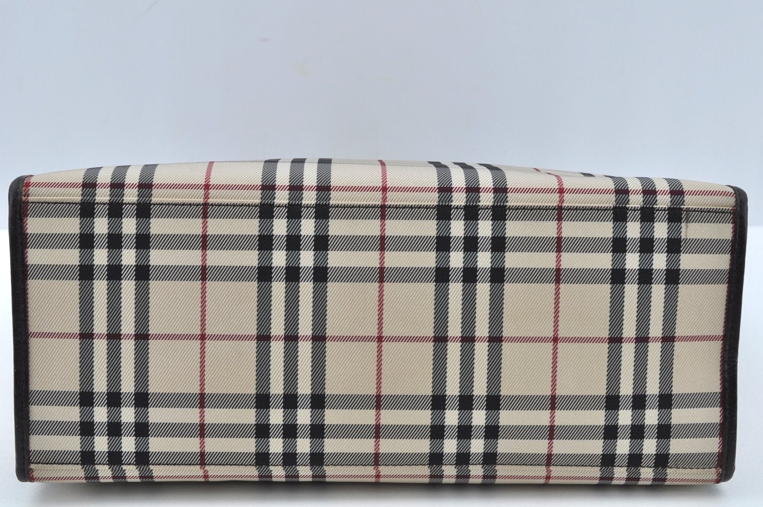 Authentic BURBERRY Vintage Nova Check Canvas Leather Hand Bag Beige L0191