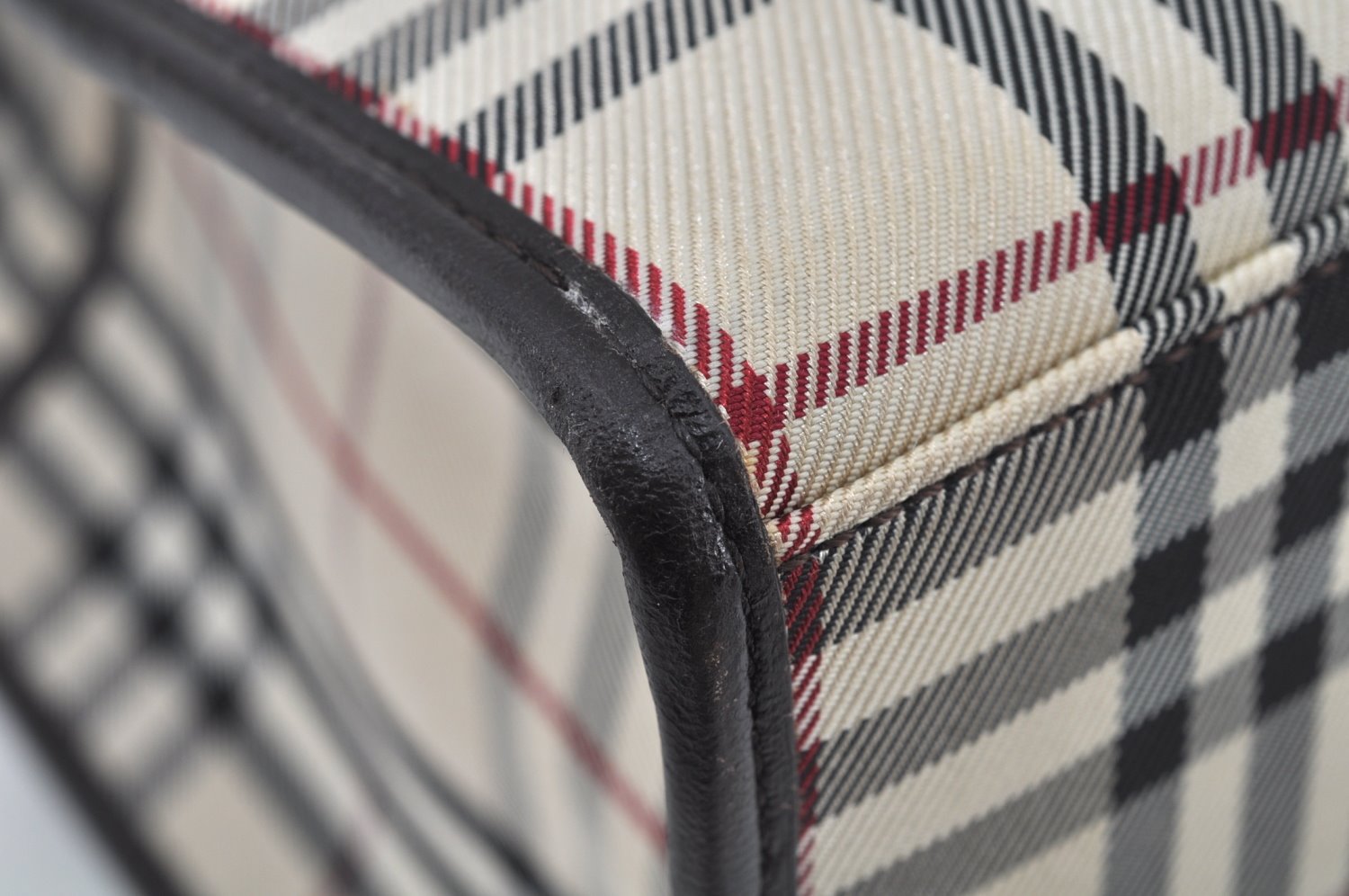 Authentic BURBERRY Vintage Nova Check Canvas Leather Hand Bag Beige L0191