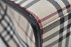 Authentic BURBERRY Vintage Nova Check Canvas Leather Hand Bag Beige L0191