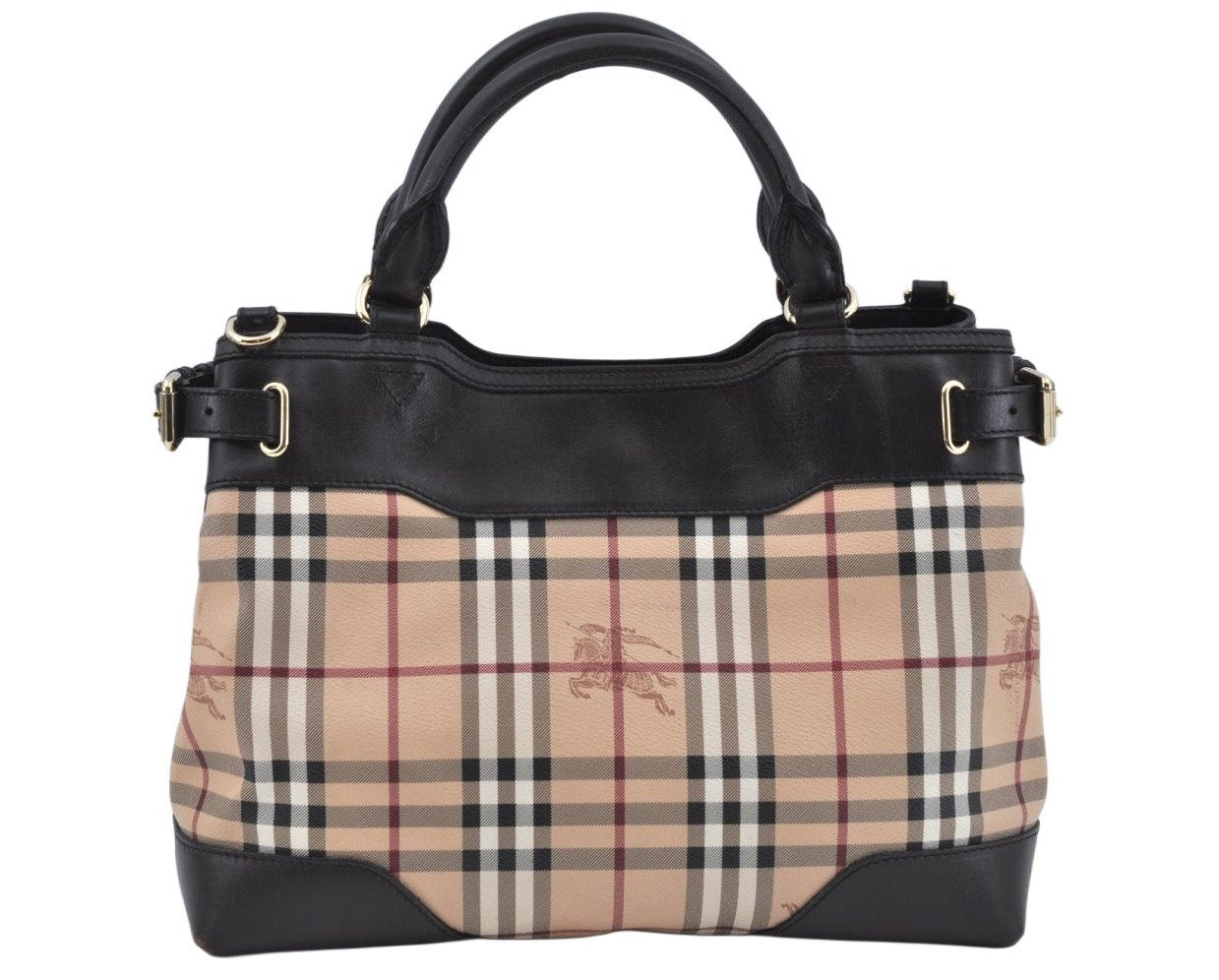 Authentic BURBERRY Vintage Nova Check PVC Leather Hand Bag Beige L0192