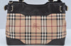 Authentic BURBERRY Vintage Nova Check PVC Leather Hand Bag Beige L0192