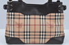 Authentic BURBERRY Vintage Nova Check PVC Leather Hand Bag Beige L0192