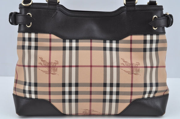 Authentic BURBERRY Vintage Nova Check PVC Leather Hand Bag Beige L0192