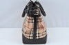 Authentic BURBERRY Vintage Nova Check PVC Leather Hand Bag Beige L0192