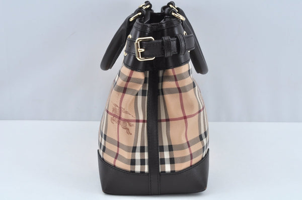 Authentic BURBERRY Vintage Nova Check PVC Leather Hand Bag Beige L0192