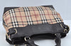 Authentic BURBERRY Vintage Nova Check PVC Leather Hand Bag Beige L0192