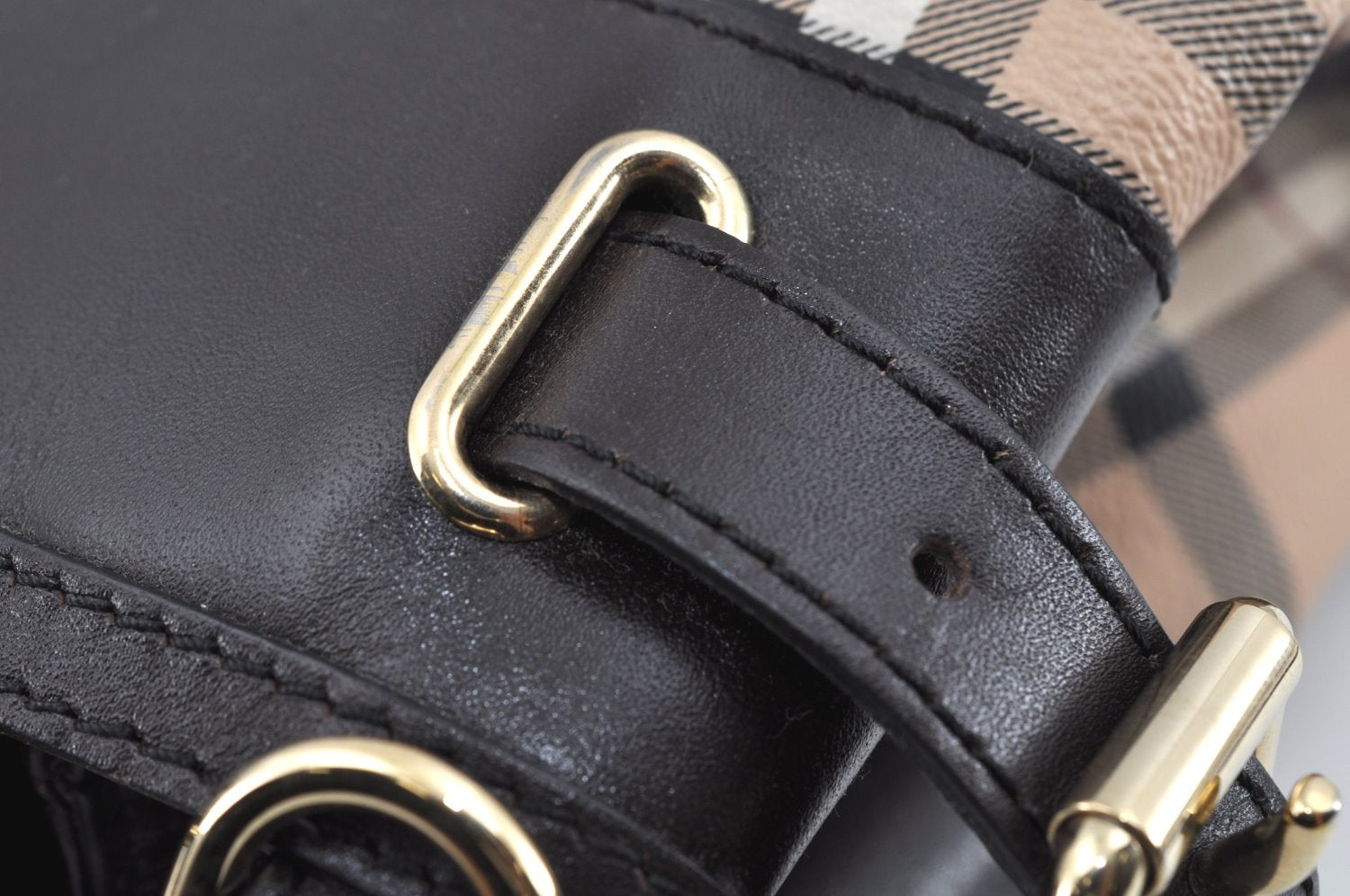 Authentic BURBERRY Vintage Nova Check PVC Leather Hand Bag Beige L0192