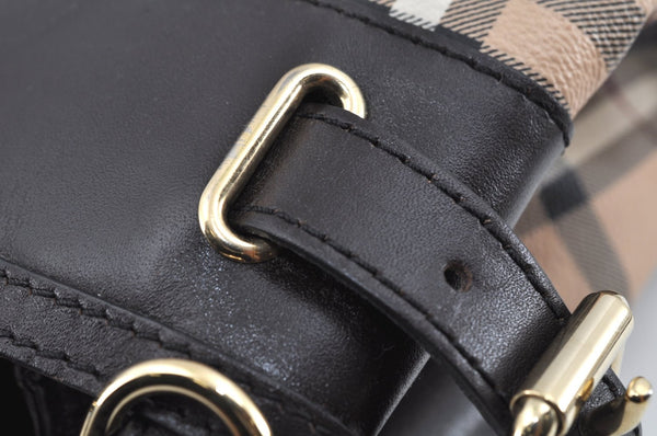 Authentic BURBERRY Vintage Nova Check PVC Leather Hand Bag Beige L0192