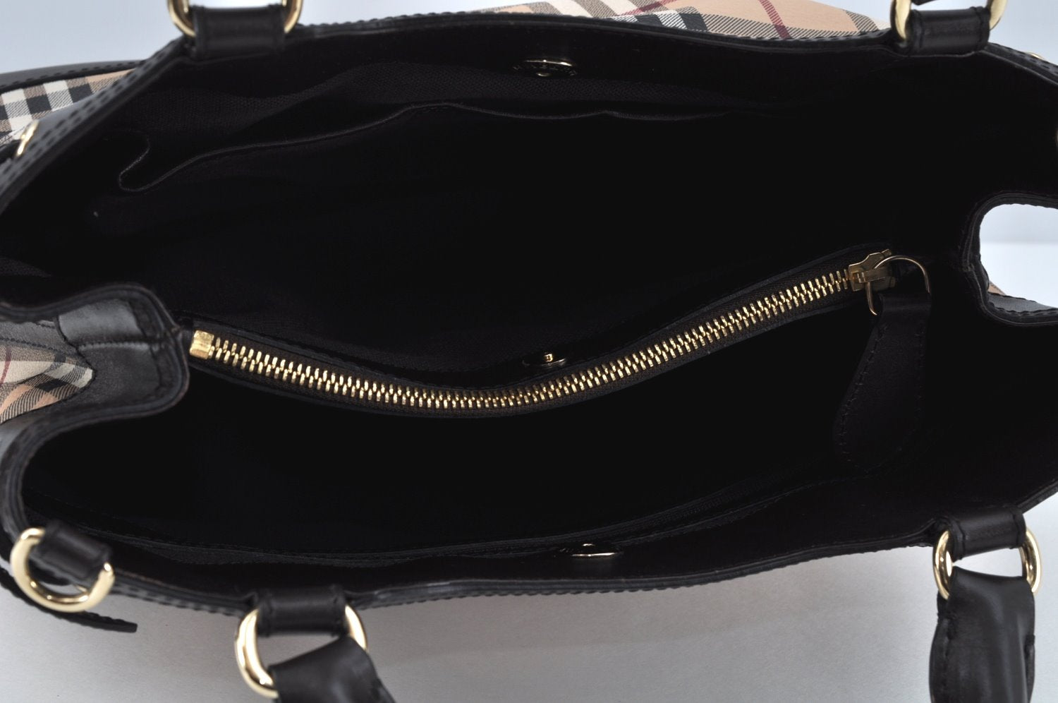 Authentic BURBERRY Vintage Nova Check PVC Leather Hand Bag Beige L0192