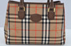 Authentic BURBERRY Vintage Nova Check Canvas Leather Hand Bag Beige L0193