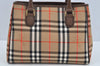 Authentic BURBERRY Vintage Nova Check Canvas Leather Hand Bag Beige L0193