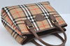 Authentic BURBERRY Vintage Nova Check Canvas Leather Hand Bag Beige L0193