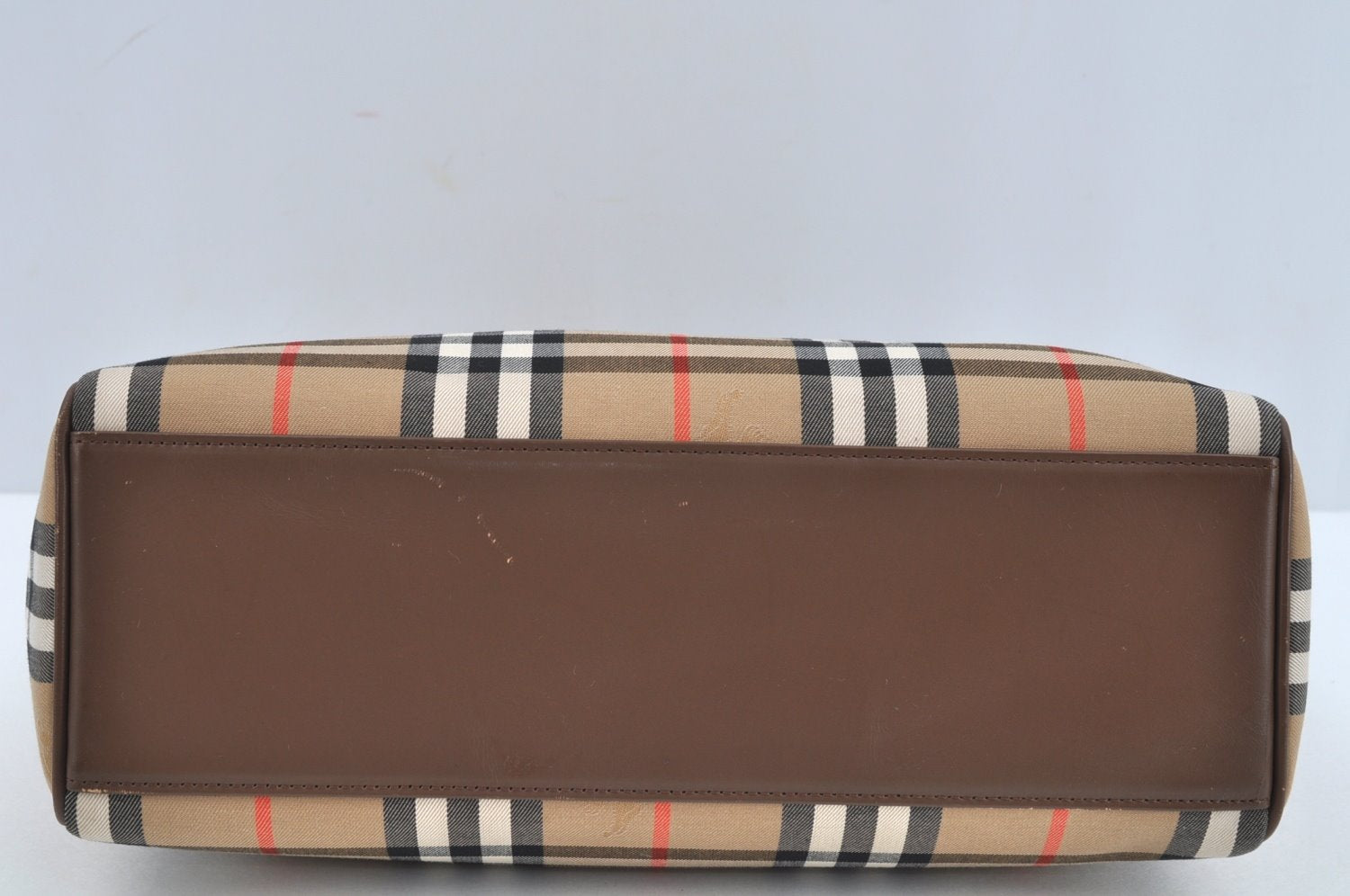 Authentic BURBERRY Vintage Nova Check Canvas Leather Hand Bag Beige L0193