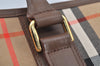 Authentic BURBERRY Vintage Nova Check Canvas Leather Hand Bag Beige L0193