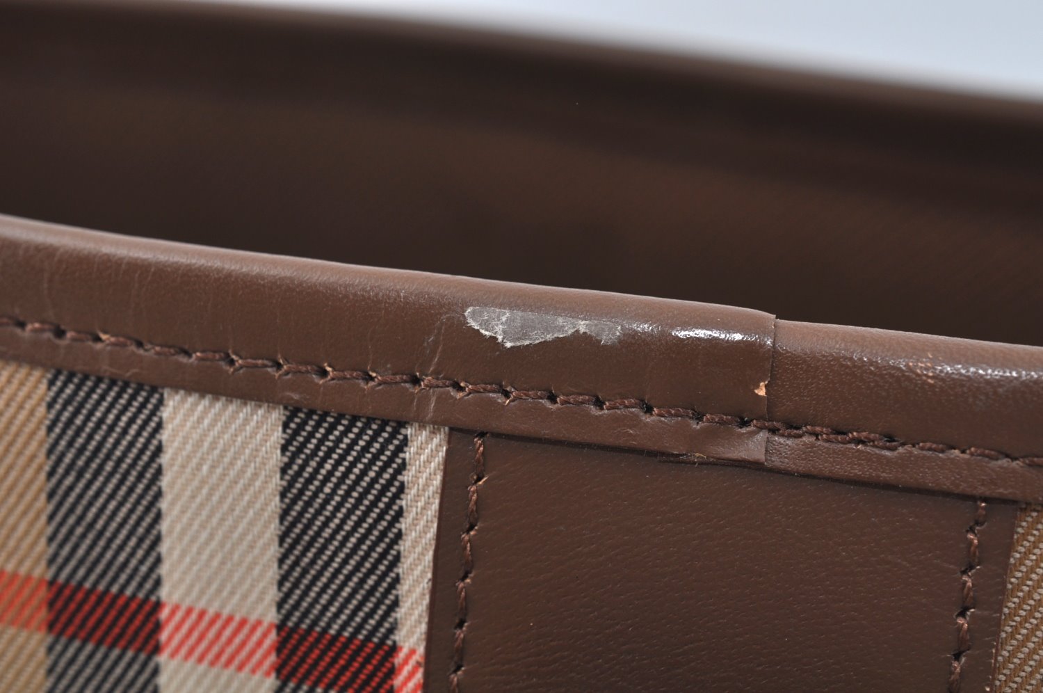 Authentic BURBERRY Vintage Nova Check Canvas Leather Hand Bag Beige L0193