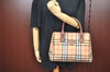 Authentic BURBERRY Vintage Nova Check Canvas Leather Hand Bag Beige L0193