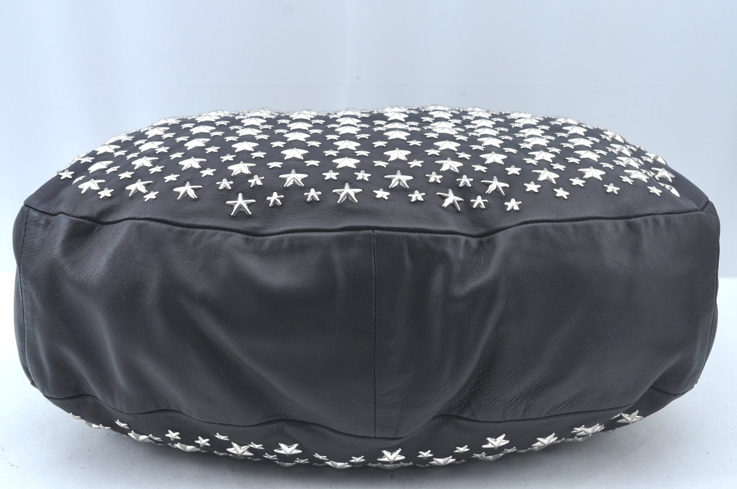 Authentic JIMMY CHOO Vintage Leather Studs Shoulder Hand Bag Purse Black L0196