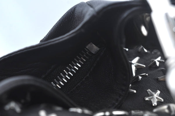 Authentic JIMMY CHOO Vintage Leather Studs Shoulder Hand Bag Purse Black L0196