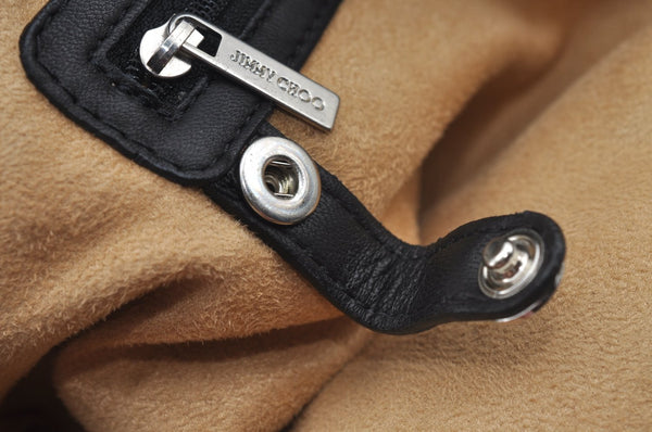 Authentic JIMMY CHOO Vintage Leather Studs Shoulder Hand Bag Purse Black L0196