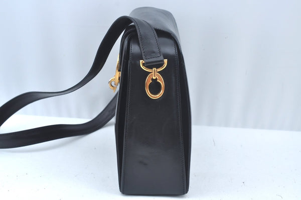 Authentic CELINE Shoulder Cross Body Bag Purse Leather Black L0197