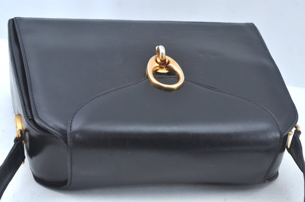 Authentic CELINE Shoulder Cross Body Bag Purse Leather Black L0197