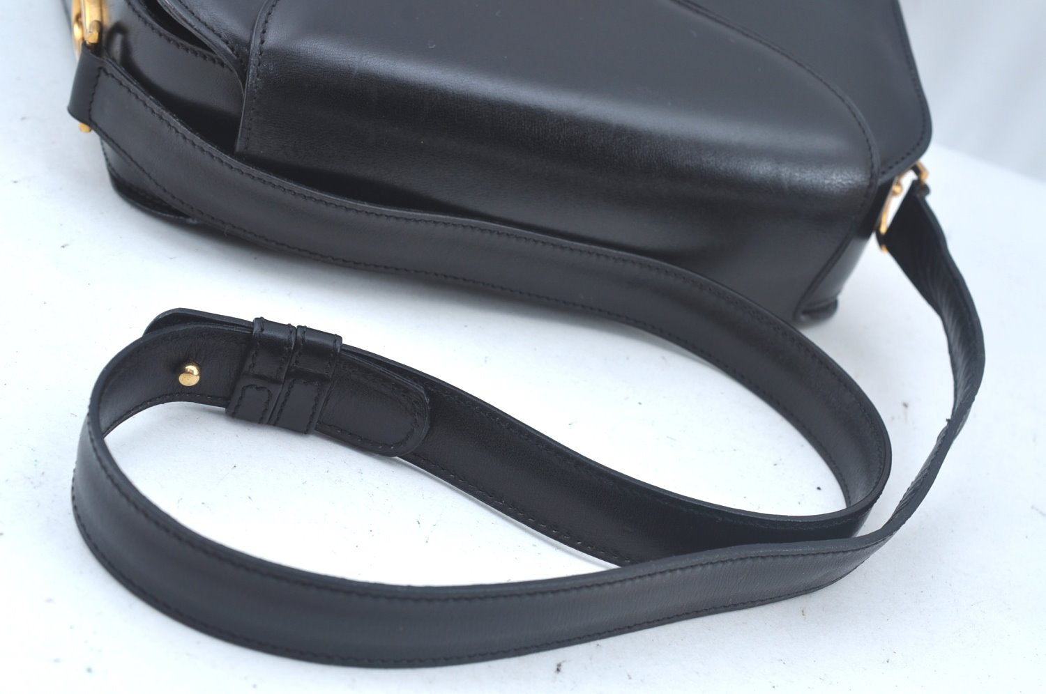 Authentic CELINE Shoulder Cross Body Bag Purse Leather Black L0197