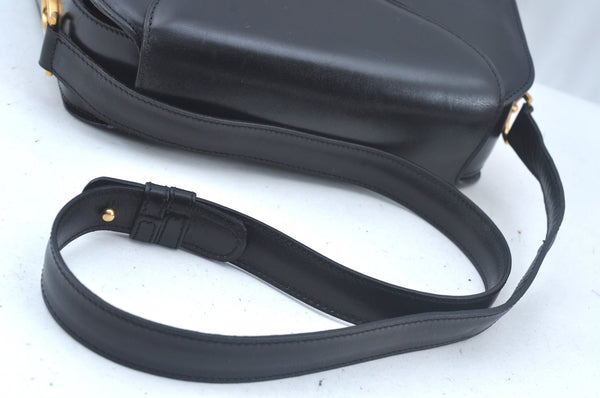 Authentic CELINE Shoulder Cross Body Bag Purse Leather Black L0197