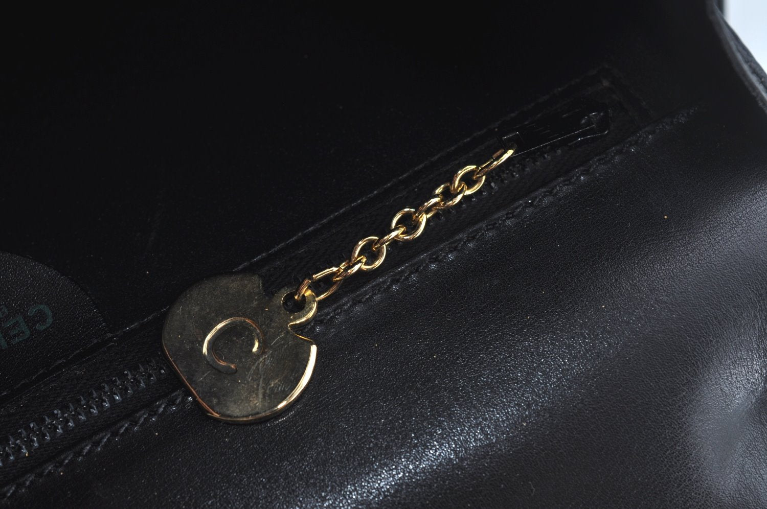 Authentic CELINE Shoulder Cross Body Bag Purse Leather Black L0197