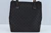 Authentic GUCCI Bamboo Hand Bag GG Canvas Leather 112530 Black L0198