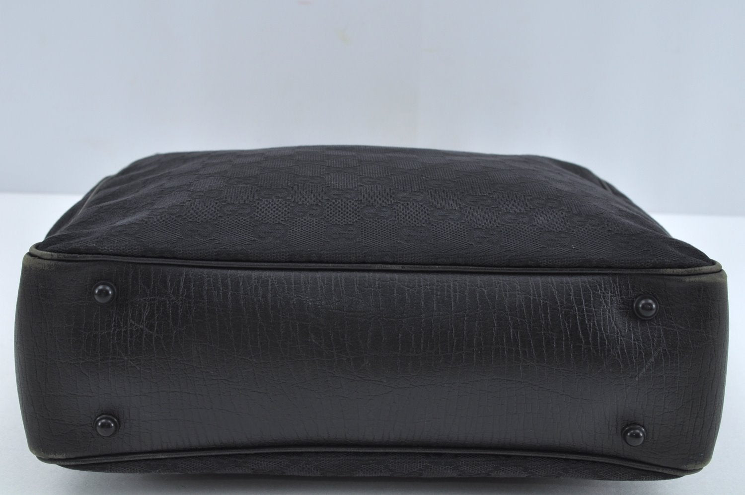 Authentic GUCCI Bamboo Hand Bag GG Canvas Leather 112530 Black L0198