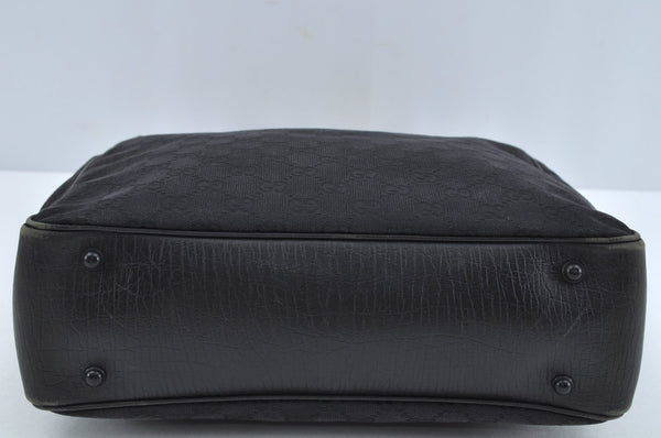 Authentic GUCCI Bamboo Hand Bag GG Canvas Leather 112530 Black L0198
