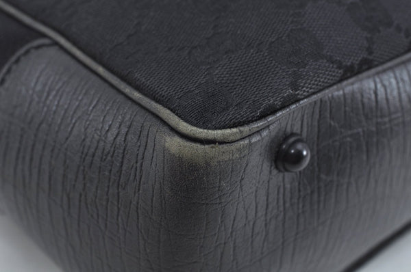 Authentic GUCCI Bamboo Hand Bag GG Canvas Leather 112530 Black L0198