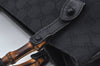 Authentic GUCCI Bamboo Hand Bag GG Canvas Leather 112530 Black L0198