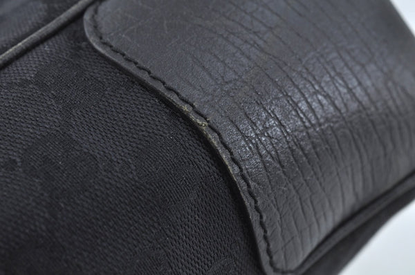 Authentic GUCCI Bamboo Hand Bag GG Canvas Leather 112530 Black L0198
