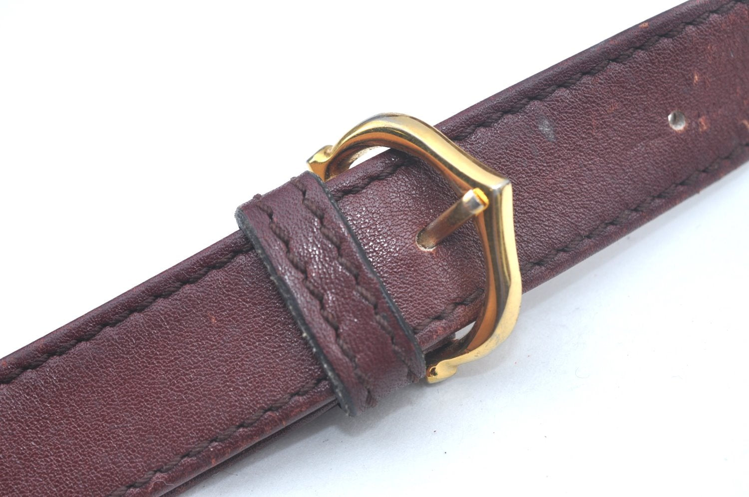 Authentic Cartier Must de Cartier Leather Shoulder Cross Bag Bordeaux Red L0203