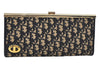 Authentic Christian Dior Trotter Clutch Bag Purse Canvas Leather Blue L0204