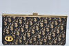 Authentic Christian Dior Trotter Clutch Bag Purse Canvas Leather Blue L0204