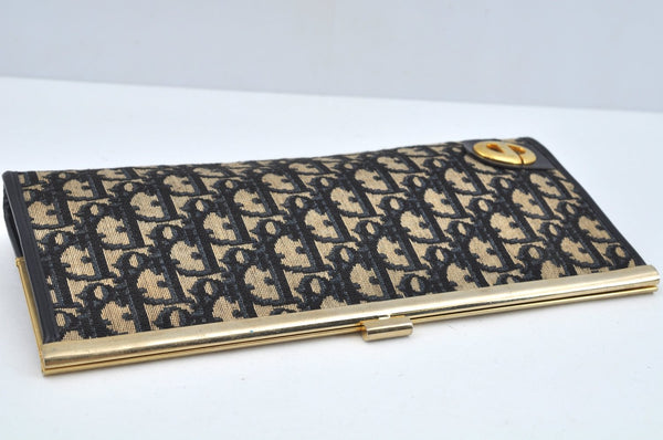 Authentic Christian Dior Trotter Clutch Bag Purse Canvas Leather Blue L0204