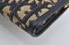 Authentic Christian Dior Trotter Clutch Bag Purse Canvas Leather Blue L0204