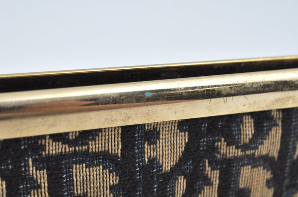 Authentic Christian Dior Trotter Clutch Bag Purse Canvas Leather Blue L0204
