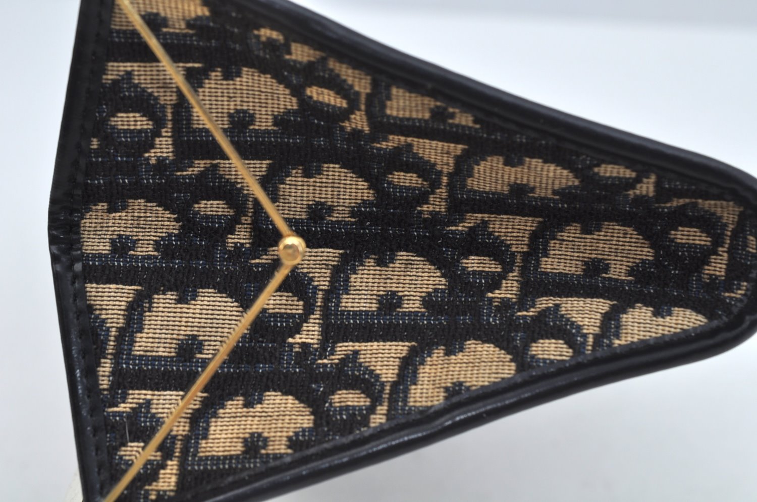 Authentic Christian Dior Trotter Clutch Bag Purse Canvas Leather Blue L0204