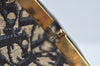 Authentic Christian Dior Trotter Clutch Bag Purse Canvas Leather Blue L0204