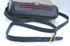 Auth GUCCI Micro GG Sherry Line PVC Leather Shoulder Cross Body Bag Navy L0207