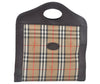 Authentic Burberrys Nova Check Canvas Hand Bag Brown Beige L0208