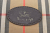 Authentic Burberrys Nova Check Canvas Hand Bag Brown Beige L0208