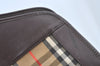 Authentic Burberrys Nova Check Canvas Hand Bag Brown Beige L0208