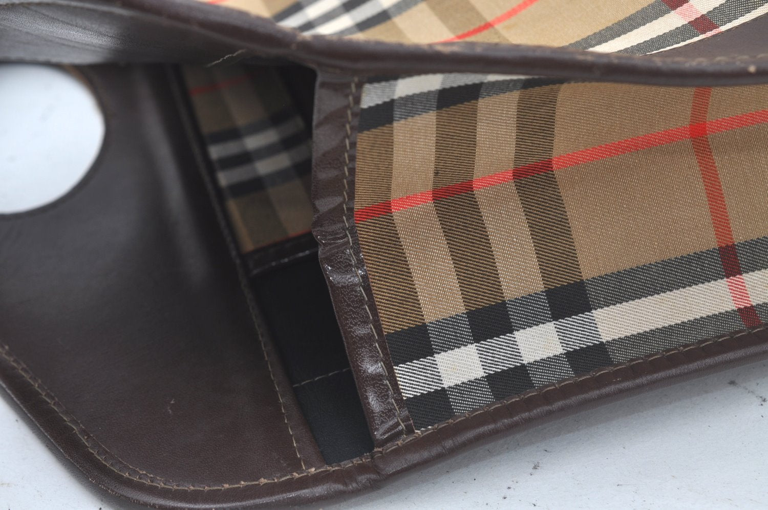 Authentic Burberrys Nova Check Canvas Hand Bag Brown Beige L0208