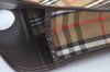 Authentic Burberrys Nova Check Canvas Hand Bag Brown Beige L0208